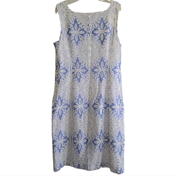 Talbots Periwinkle and White Mesh Lace Overlay Shift Dress Lined 10 - Picture 6 of 9